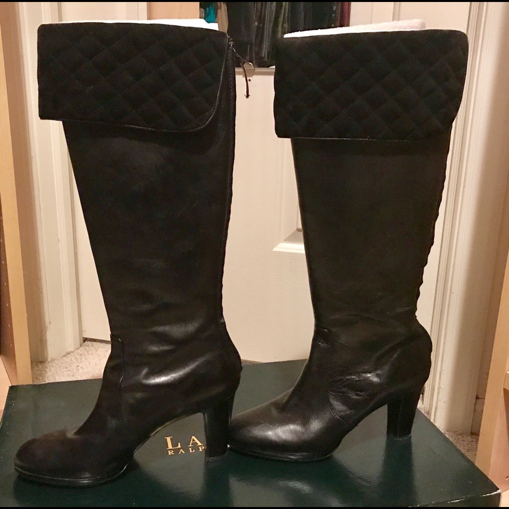 Ralph Lauren Meira Branish Black Calf Boots